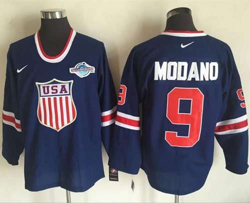 Team Usa 9 Mike Modano Navy Blue 14 Olympic Nike Throwback Stitched Nhl Jersey Sports Authority Nhl Hockey Jerseys Cheap